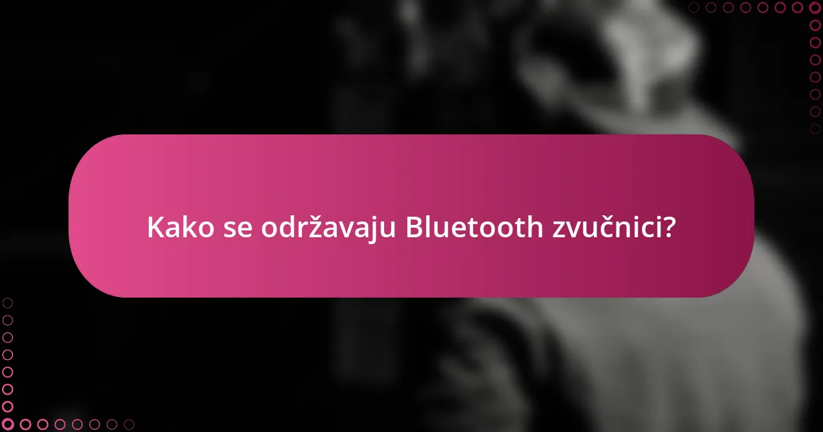 Kako se održavaju Bluetooth zvučnici?