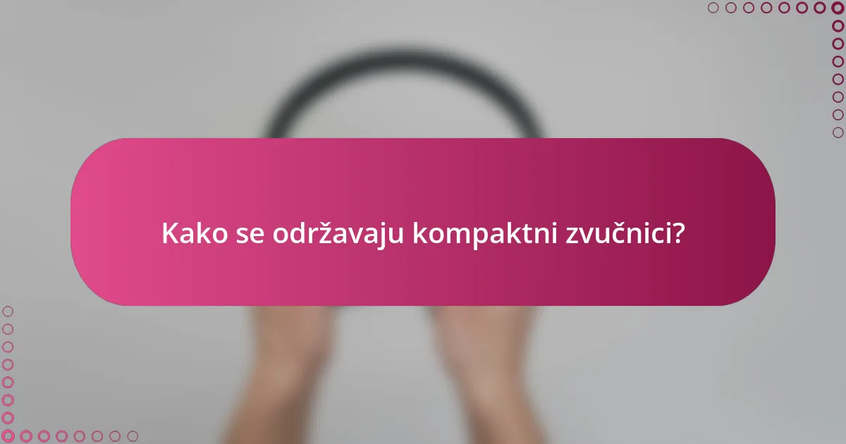 Kako se održavaju kompaktni zvučnici?