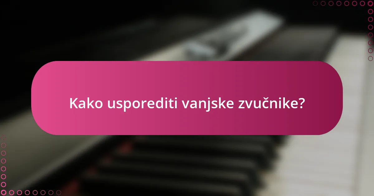 Kako usporediti vanjske zvučnike?