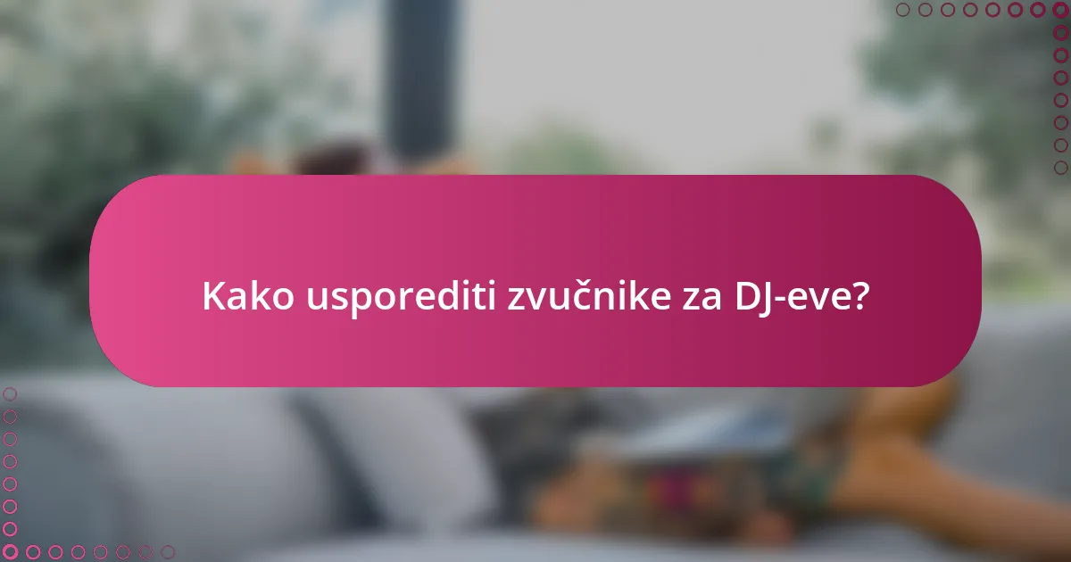 Kako usporediti zvučnike za DJ-eve?